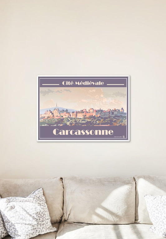 affiche-leucate-carcassonne-poster-tableaux-tableau-colorés-affiche carcassonne-poster carcassonne-decoration-orange-maison-salon