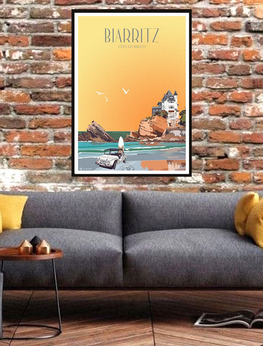 affiche-leucate-carcassonne-poster-tableaux-tableau-colorés-affiche carcassonne-poster carcassonne-decoration-orange-maison-salon