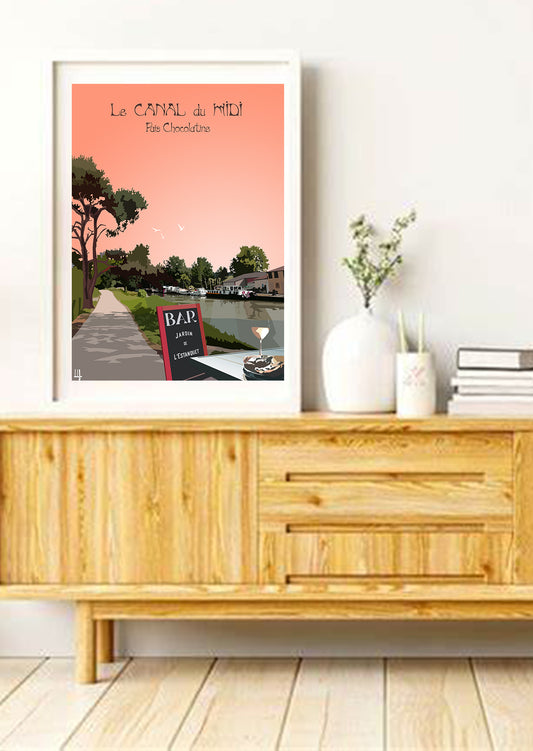 affiche-leucate-carcassonne-poster-tableaux-tableau-colorés-affiche carcassonne-poster carcassonne-decoration-orange-maison-salon