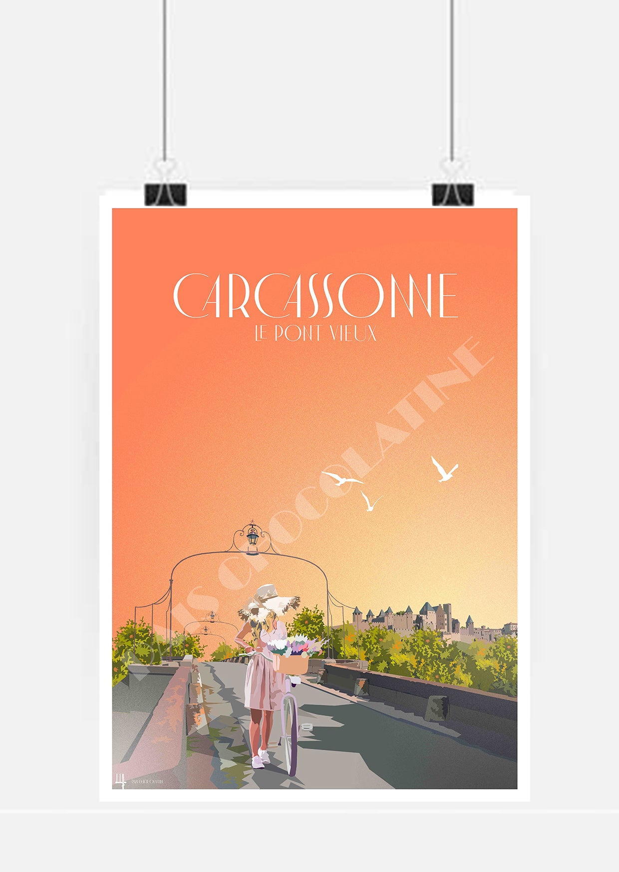 affiche-leucate-carcassonne-poster-tableaux-tableau-colorés-affiche carcassonne-poster carcassonne-decoration-orange-maison-salon