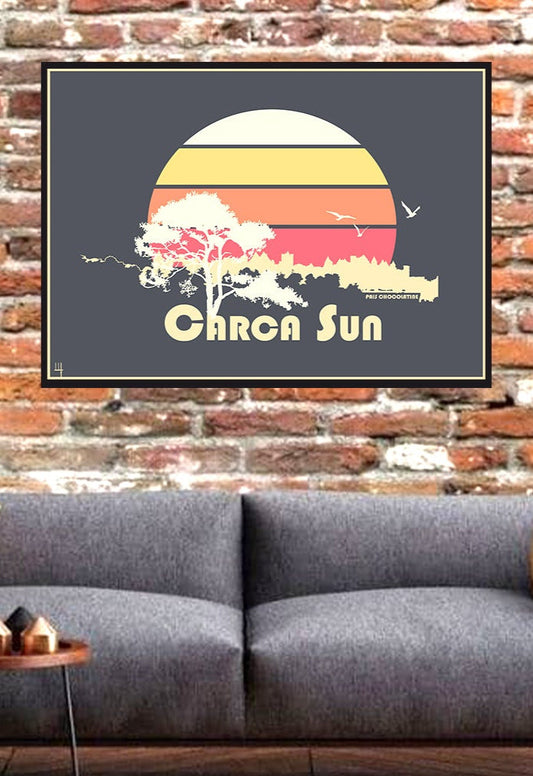 affiche-leucate-carcassonne-poster-tableaux-tableau-colorés-affiche carcassonne-poster carcassonne-decoration-orange-maison-salon