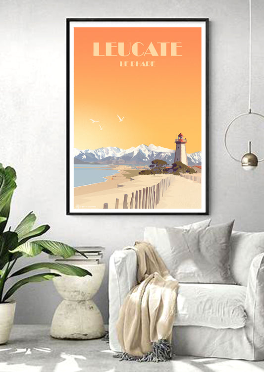 affiche-leucate-carcassonne-poster-tableaux-tableau-colorés-affiche carcassonne-poster carcassonne-decoration-orange-maison-salon