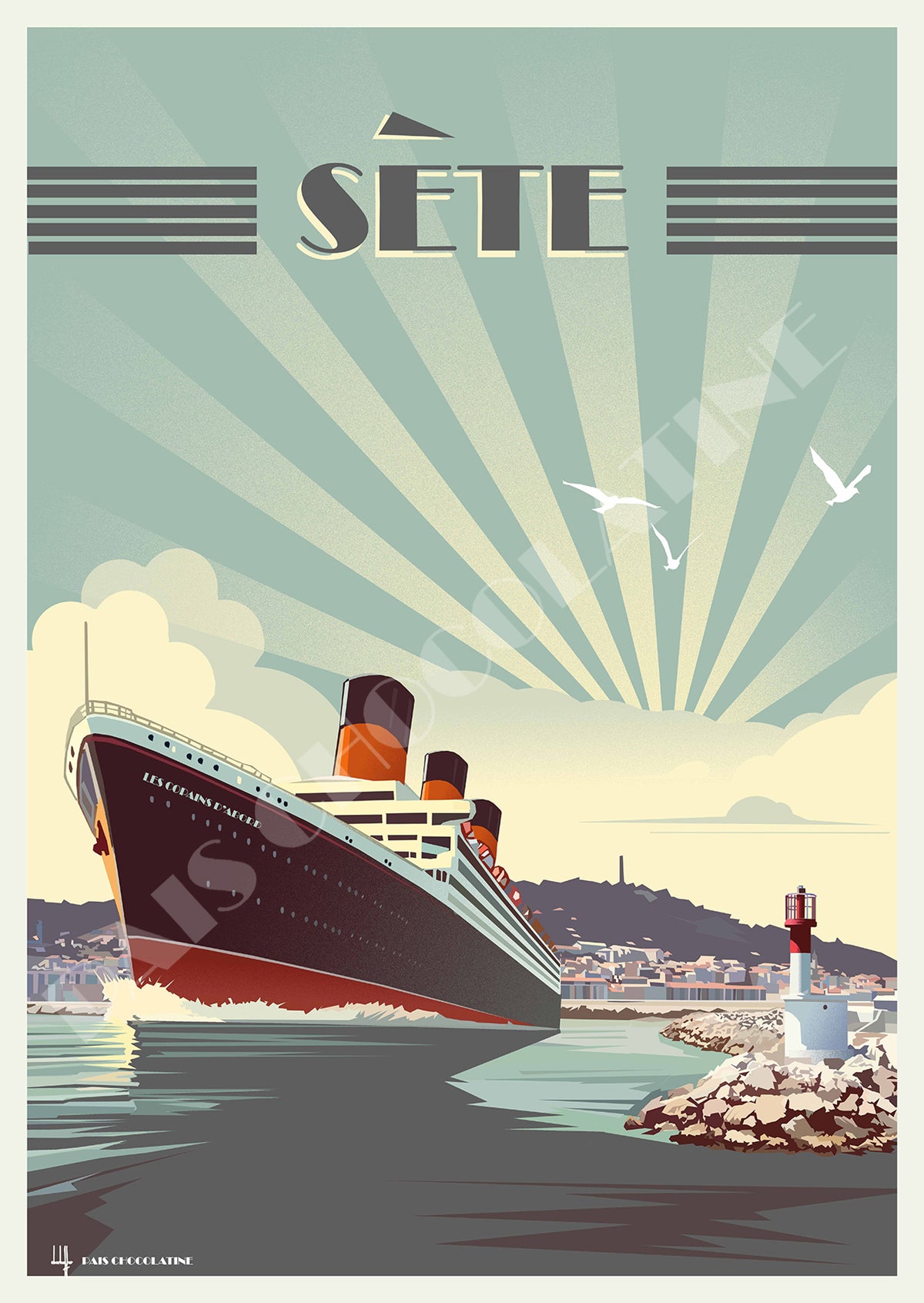 Affiche de ville colorée – illustration graphique de voyage et décoration murale Pais Chocolatine
