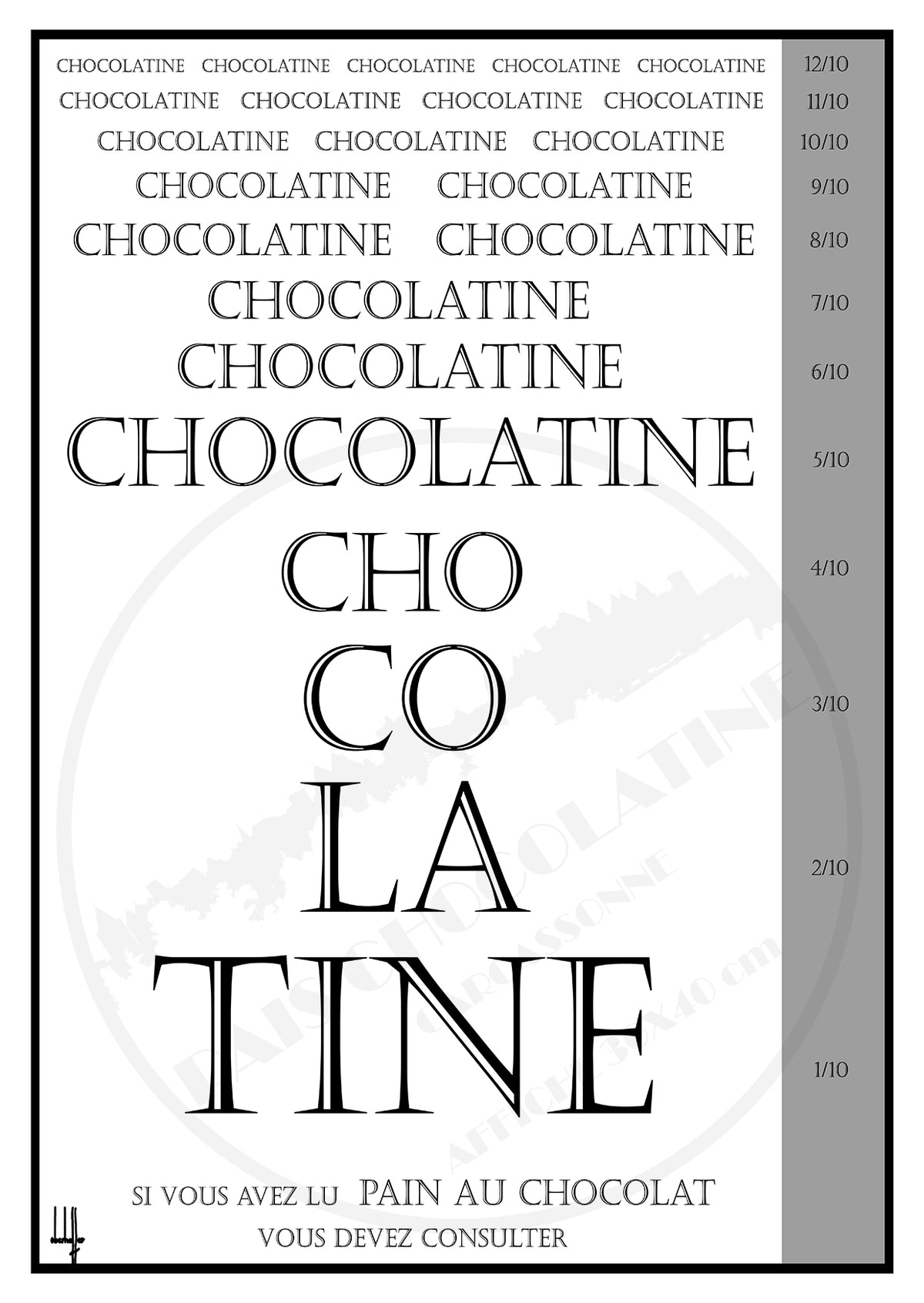 Poster rétro Test de Vue Chocolatine – illustration Pais Chocolatine