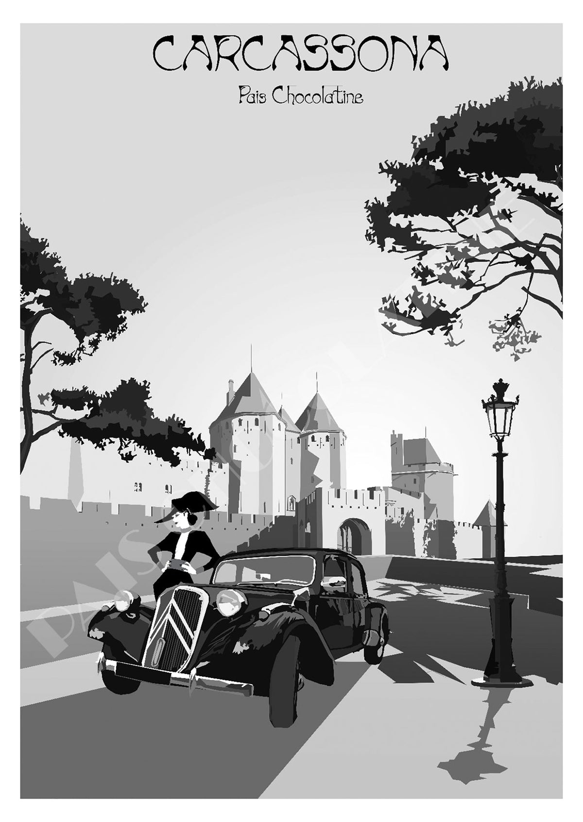 Affiche de ville colorée – illustration graphique de voyage et décoration murale Pais Chocolatine