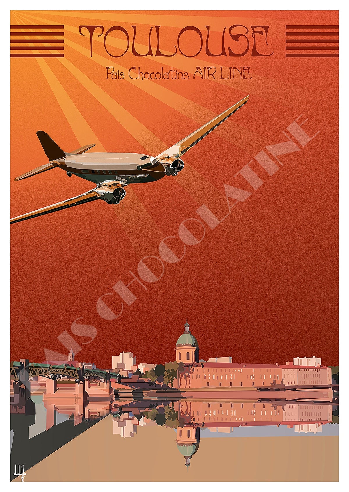 Affiche de ville colorée – illustration graphique de voyage et décoration murale Pais Chocolatine