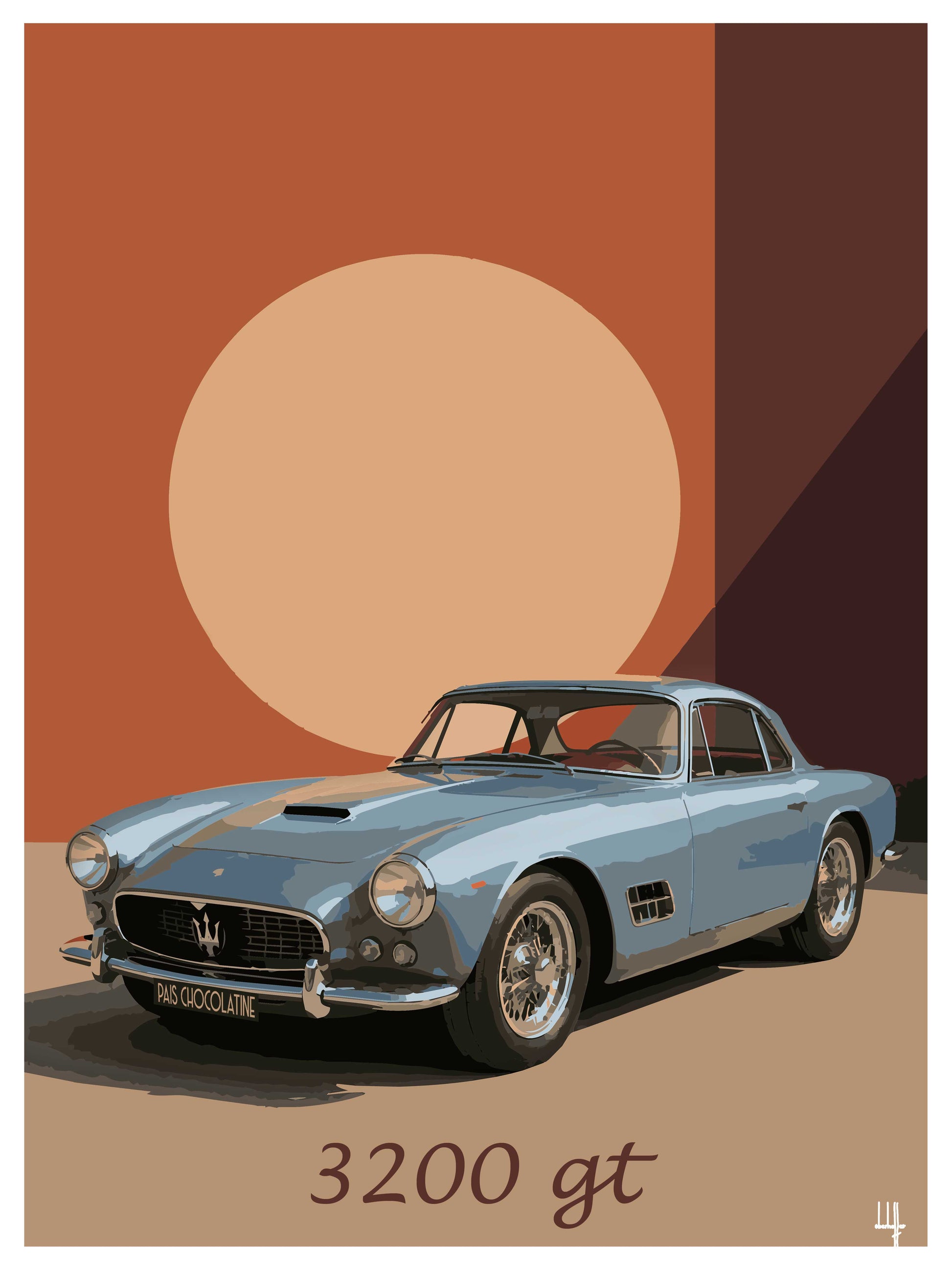 Affiche Maserati 3200 GT vintage – illustration automobile Pais Chocolatine
