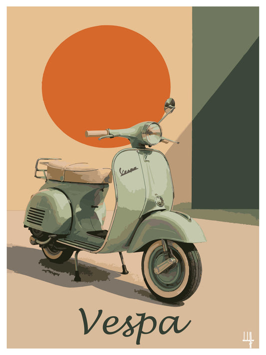 Affiche Vespa vintage – illustration rétro Pais Chocolatine
