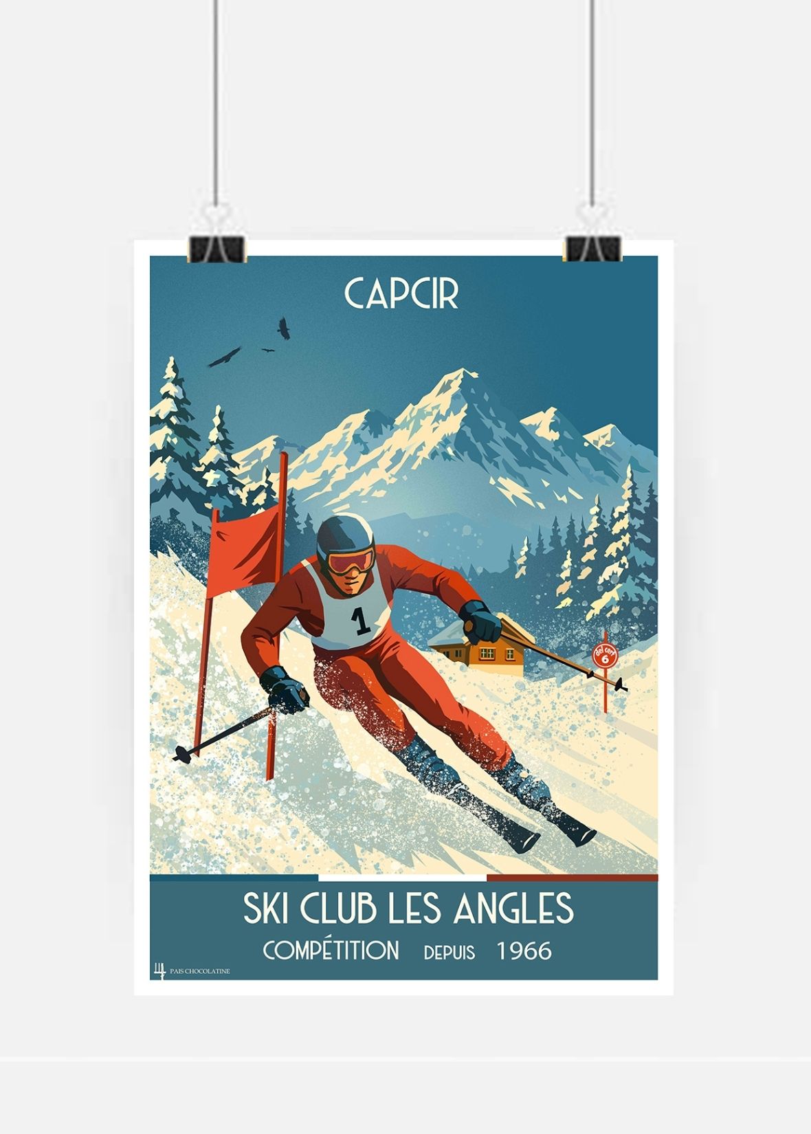 Affiche vintage CAPCIR – Ski Club Les Angles