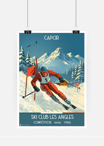 Affiche vintage CAPCIR – Ski Club Les Angles