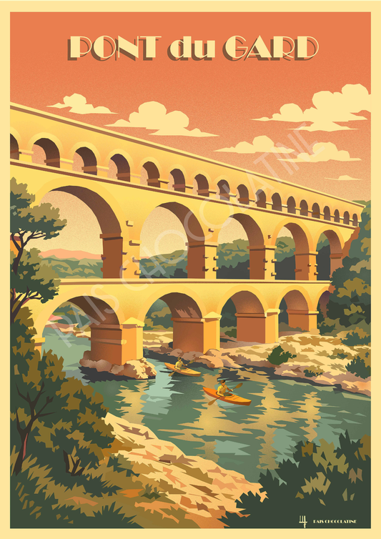 Poster rétro Pont du Gard – décoration voyage Provence
