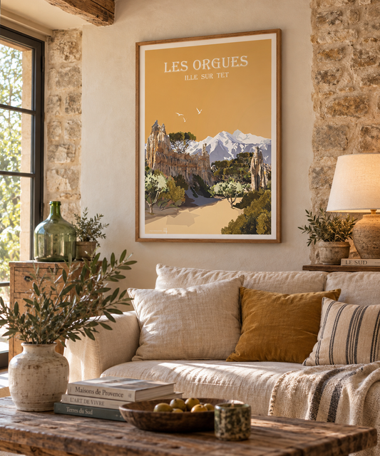 Affiche vintage Les Orgues d’Ille-sur-Têt – décoration murale Pyrénées-Orientales Pais Chocolatine