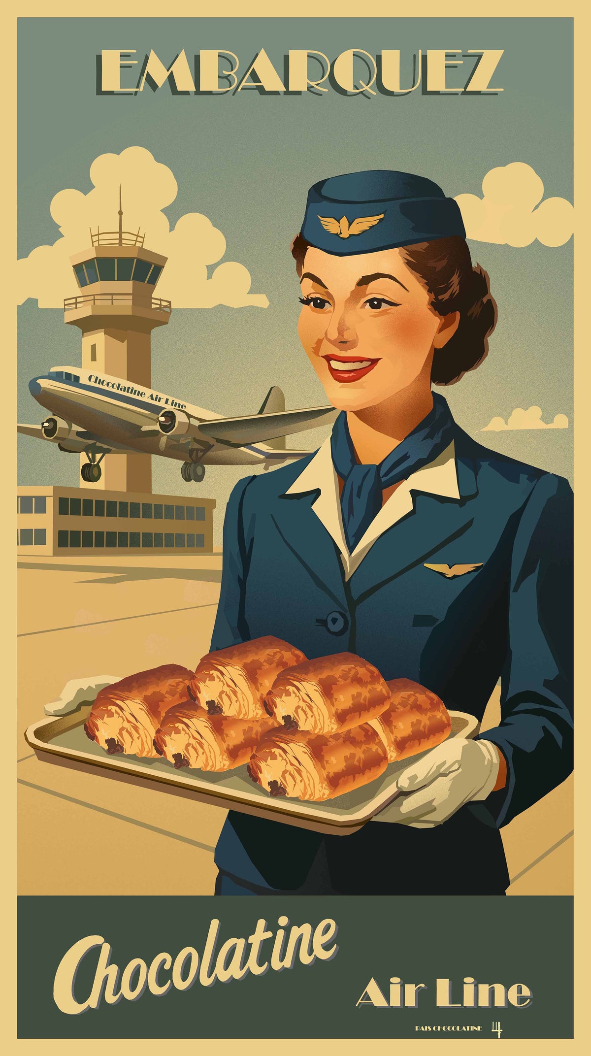 Affiche Embarquez – Illustration Vintage Aviation