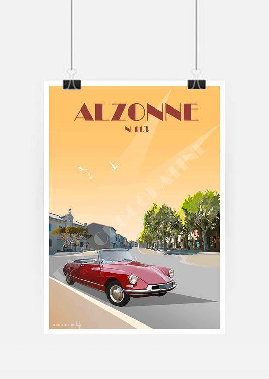 Alzonne N113 – Une affiche rétro pleine de caractère, signée Pais Chocolatine