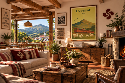 Affiche La Rhune vintage présentée dans un intérieur basque – décoration montagne Pays Basque
