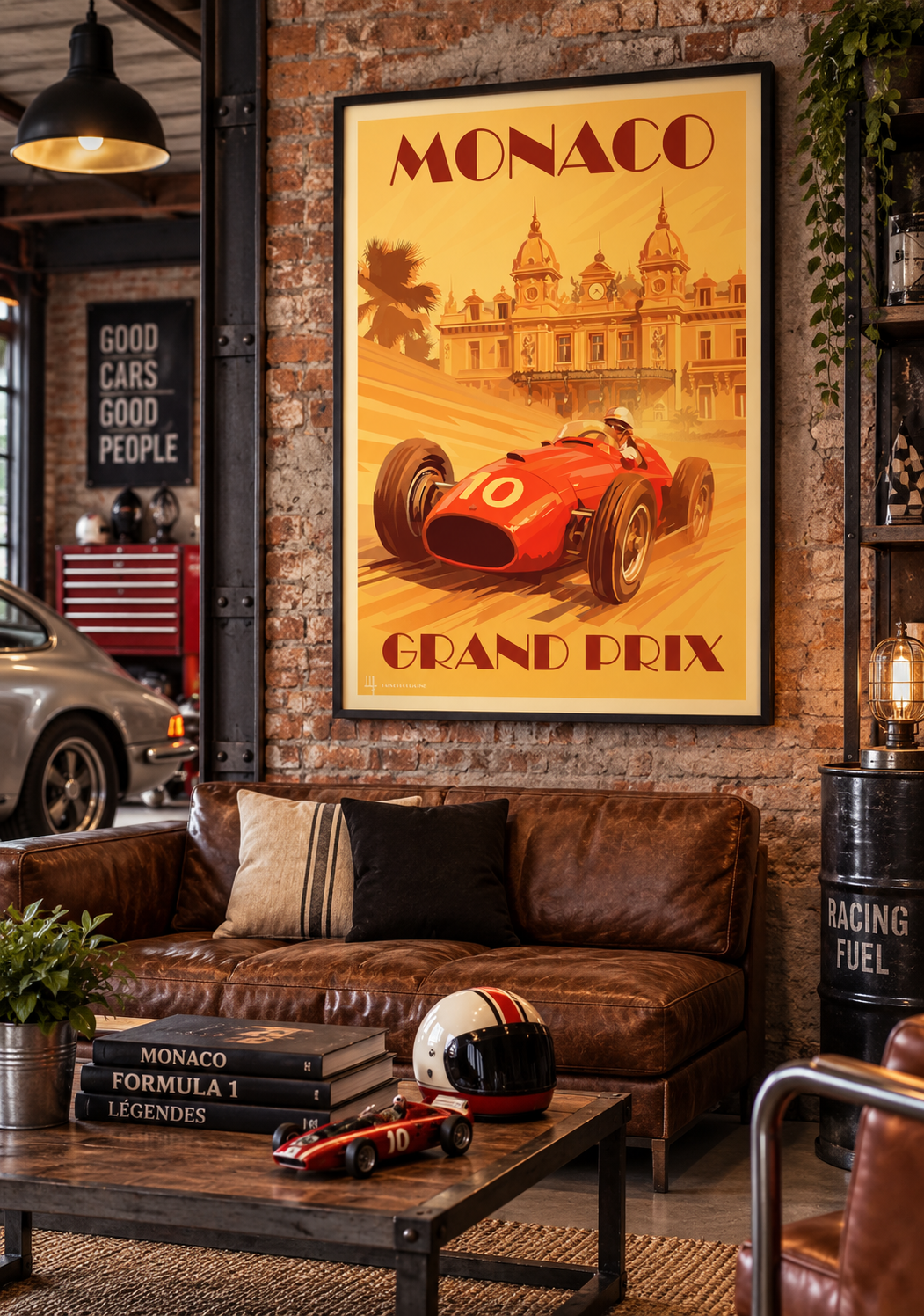 Poster Monaco Grand Prix vintage, décoration murale rétro inspirée du sport automobile et de Monte-Carlo