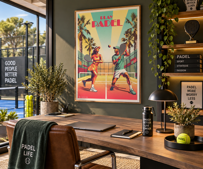 Affiche Padel vintage encadrée – décoration murale sportive et rétro pour passionné de padel