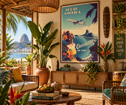 Affiche Rio de Janeiro vintage Chocolatine Air Line en décoration murale esprit voyage et aviation rétro