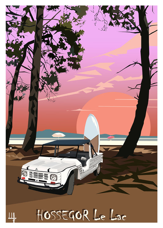 Affiche Hossegor vintage – poster rétro des Landes et de la côte Atlantique – Pais Chocolatine