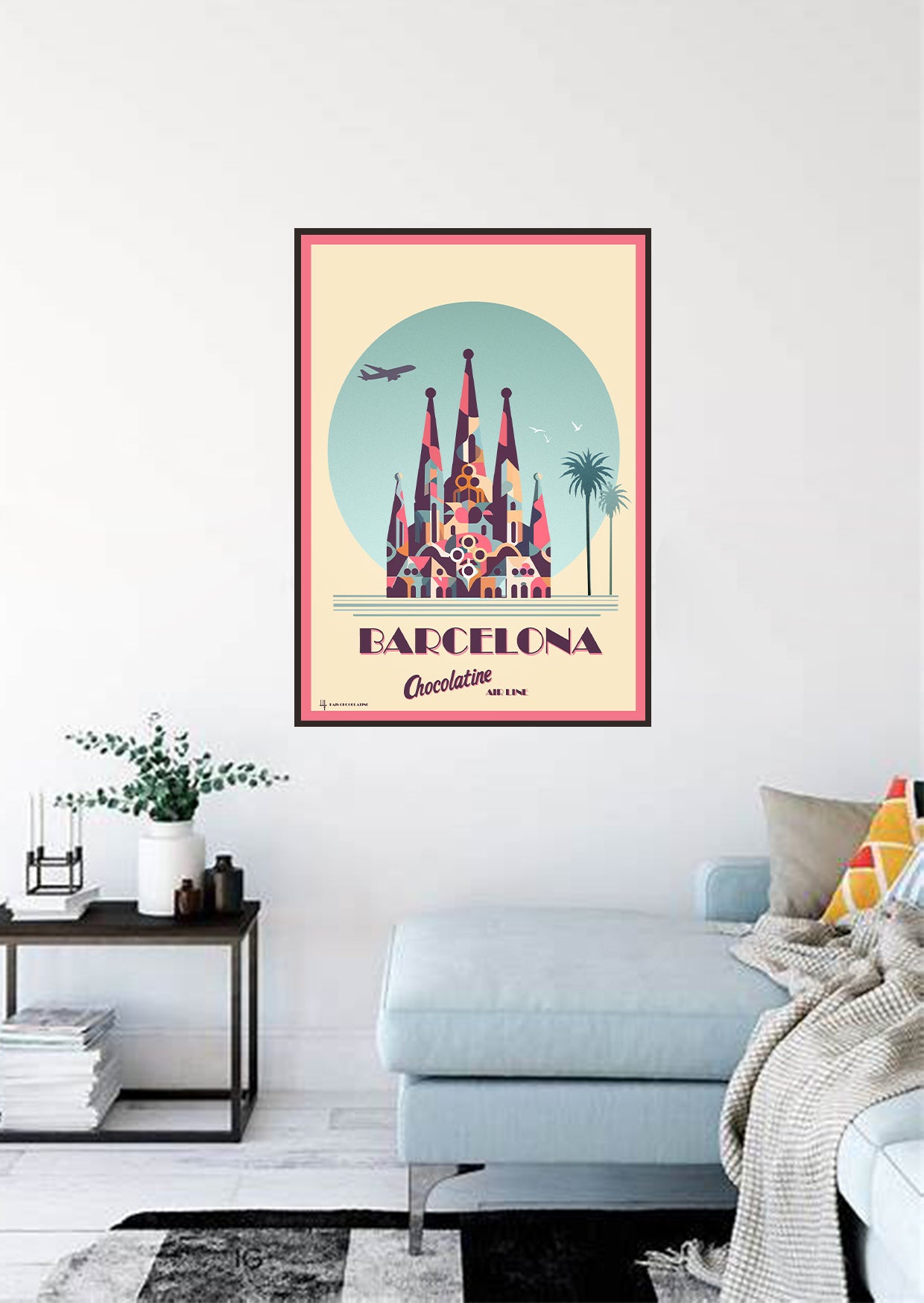 affiche-leucate-carcassonne-poster-tableaux-tableau-colorés-affiche carcassonne-poster carcassonne-decoration-orange-maison-salon