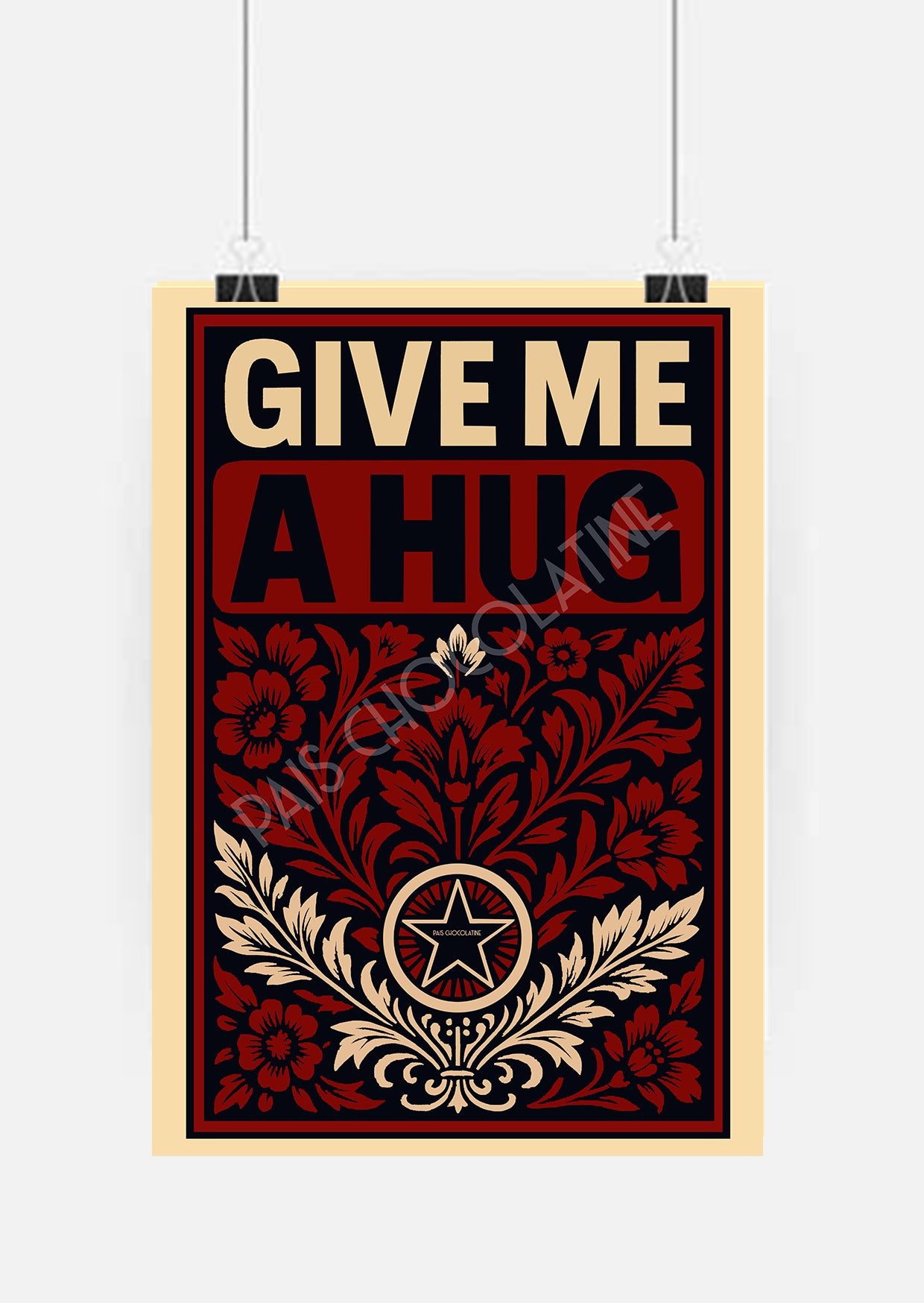 Affiche typographique Give Me a Hug