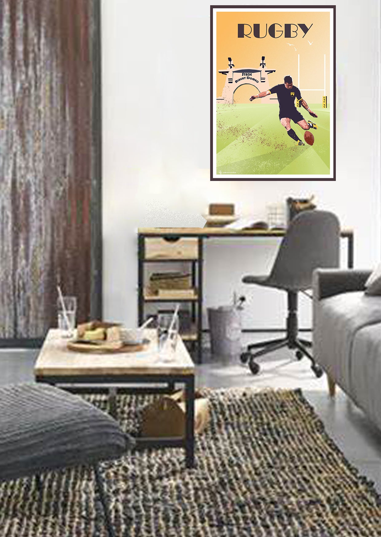 affiche-leucate-carcassonne-poster-tableaux-tableau-colorés-affiche carcassonne-poster carcassonne-decoration-orange-maison-salon-le mans