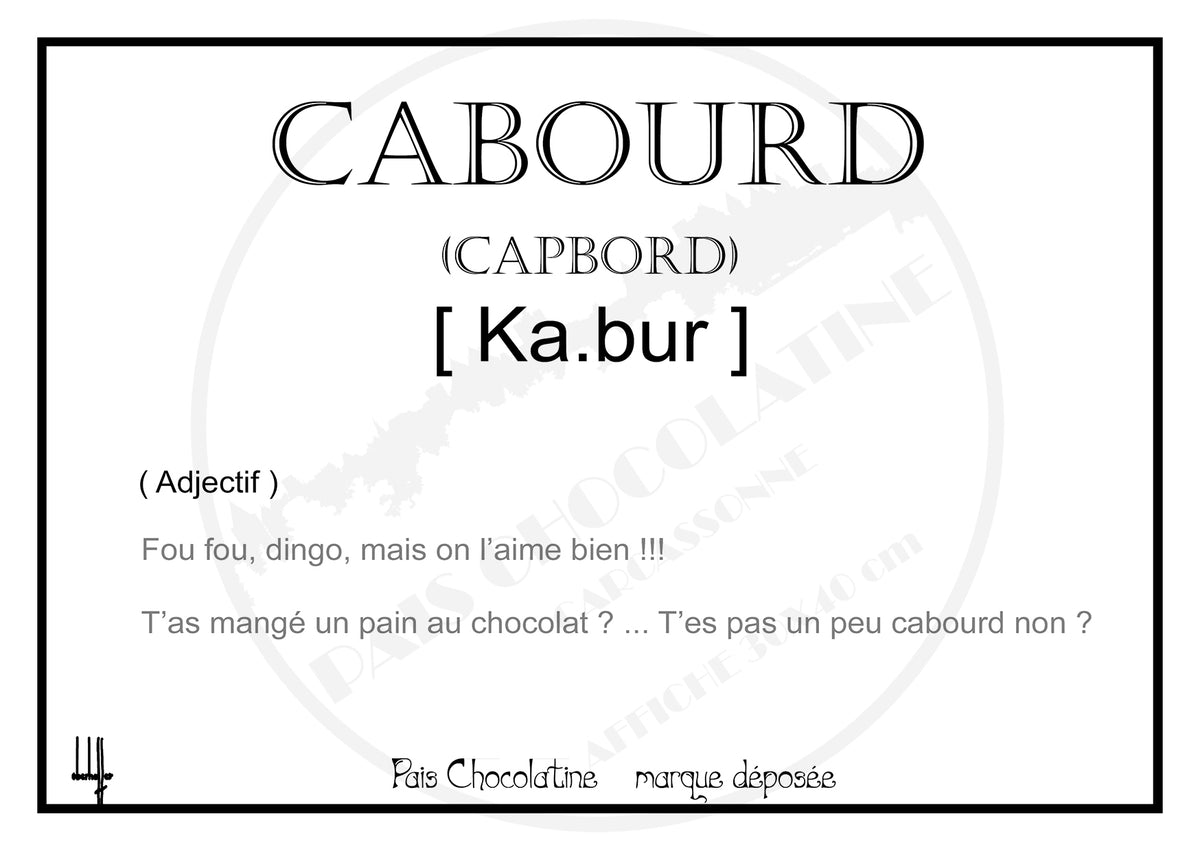 Affiche rétro Cabourd – expression occitane – Pais Chocolatine