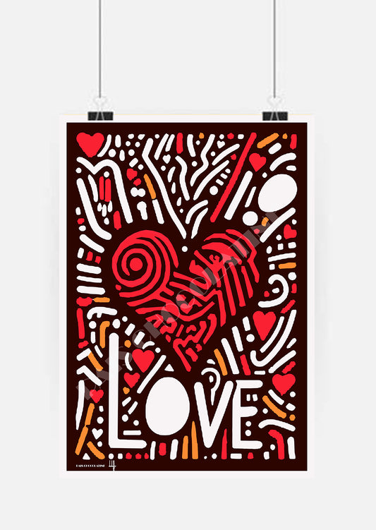 Affiche rétro LOVE – l’amour en couleurs – Pais Chocolatine