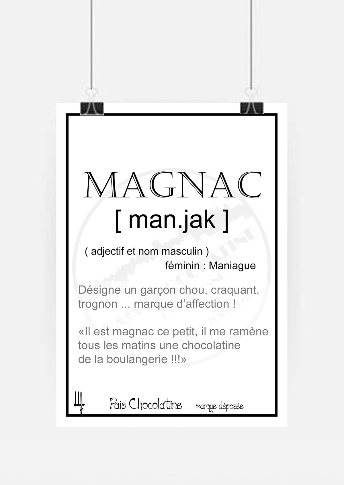 Affiche rétro Magnac – expression occitane – Pais Chocolatine