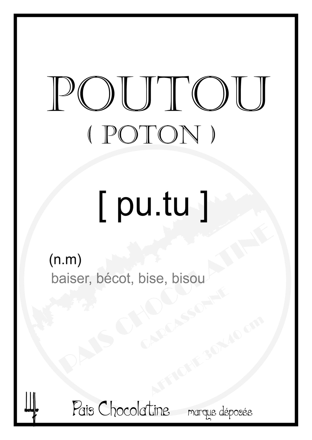 Affiche rétro Poutou – expression du Sud – Pais Chocolatine