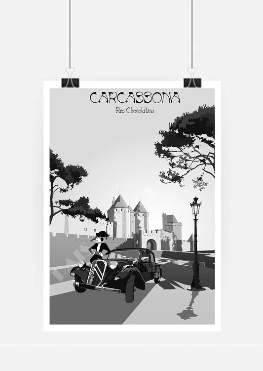 Affiche vintage Carcassonne – Cité médiévale – Pais Chocolatine