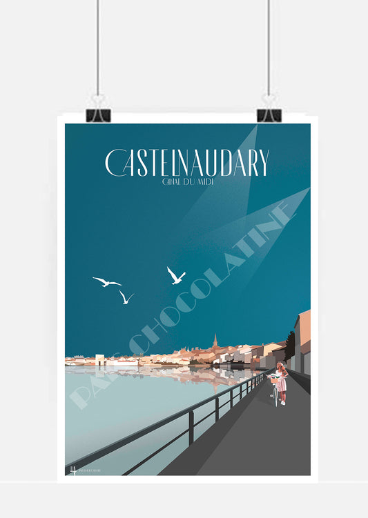 Affiche vintage Castelnaudary – Canal du Midi – Pais Chocolatine