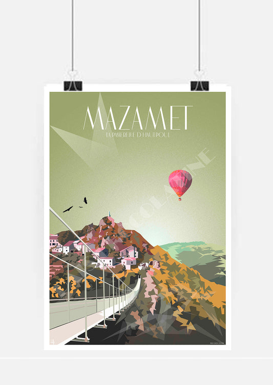 Affiche vintage Mazamet – Passerelle d’Hautpoul – Pais Chocolatine