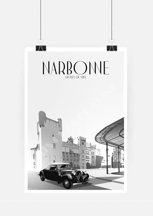 Affiche vintage Narbonne – Hôtel de Ville – Pais Chocolatine
