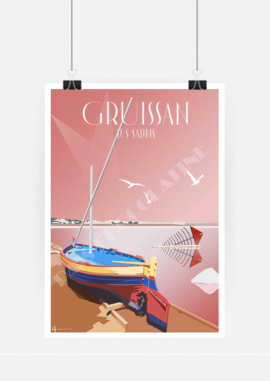 Affiche vintage Salins de Gruissan – Aude – Pais Chocolatine