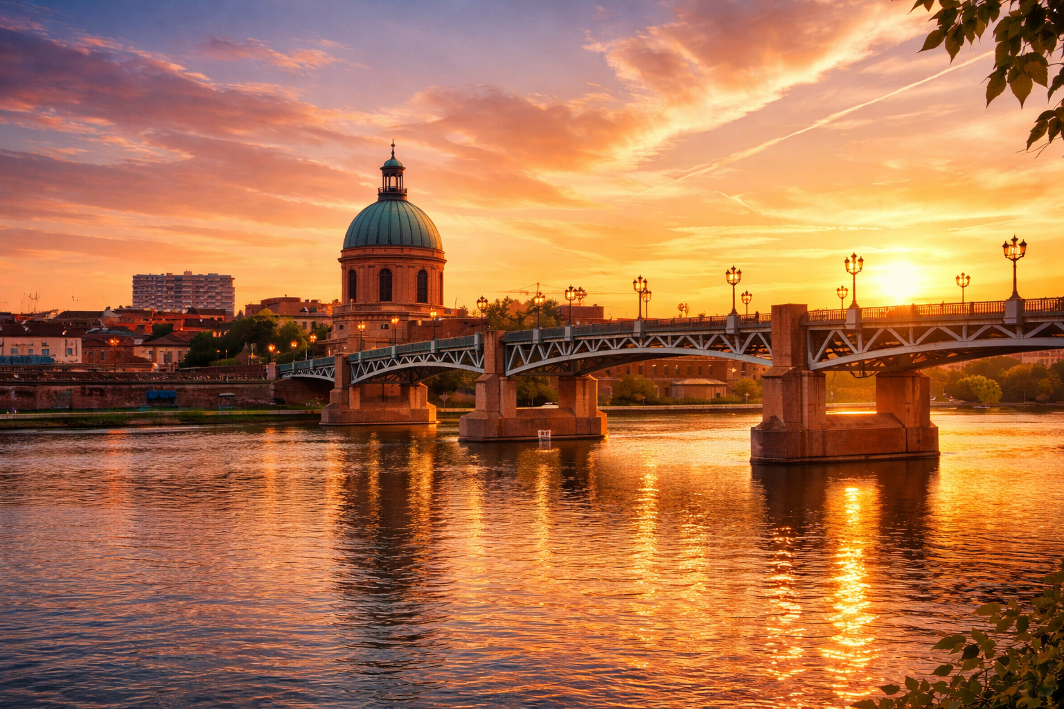 quais de la garonne - garonne toulouse - promenade toulouse - paysage urbain - coucher de soleil toulouse - bord de fleuve occitanie - douceur de vivre toulousaine - ville rose garonne - rives de la garonne